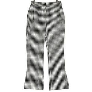 Veronica Beard Houndstooth High Rise Cropped Flare Pants Black White Size 6